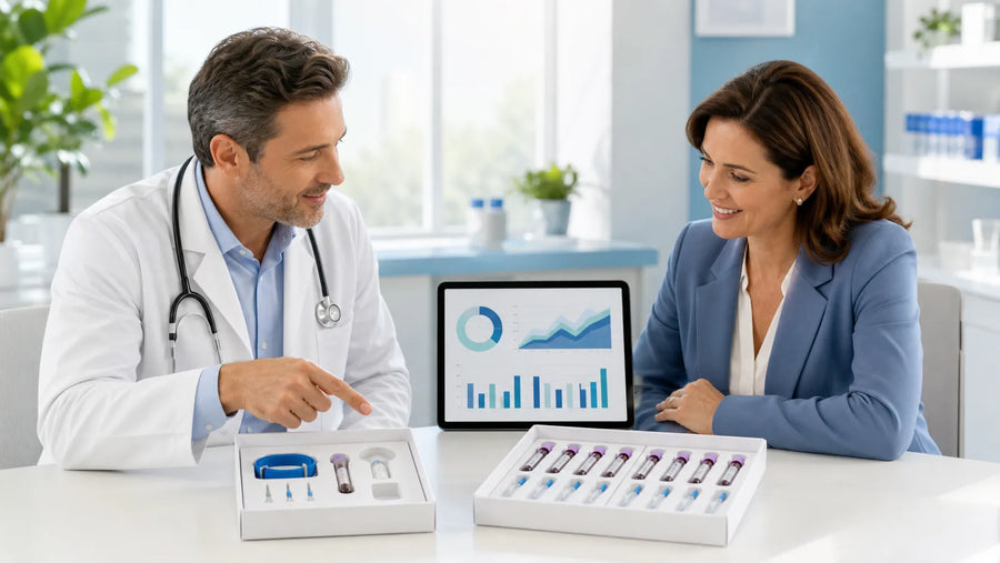 Clinician reviewing results with a patient